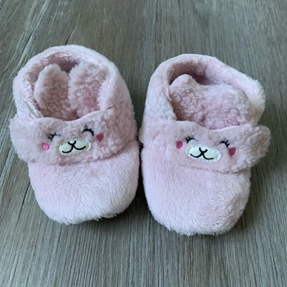 Baby Uggs Slippers Bunny Furry Slippers Light Pink White Size 4 5 Infant Baby
